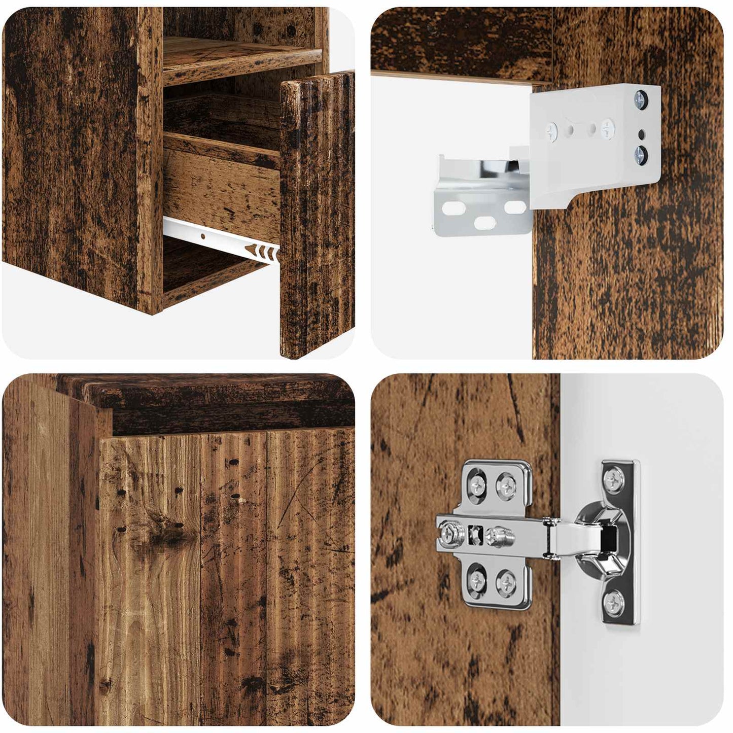 Bathroom Cabinet Set 3 pcs Old Wood 49.5 x 41 x 62.5 cm