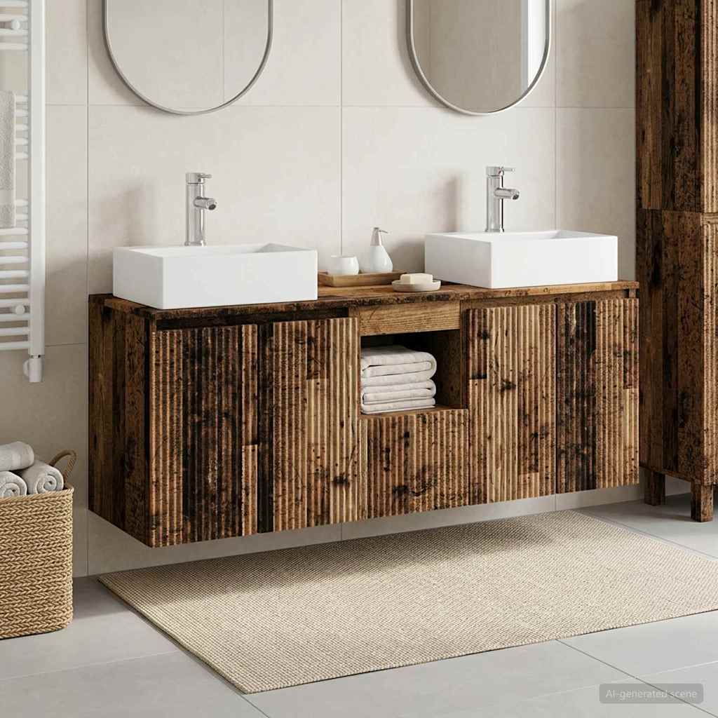 Bathroom Cabinet Set 3 pcs Old Wood 49.5 x 41 x 62.5 cm