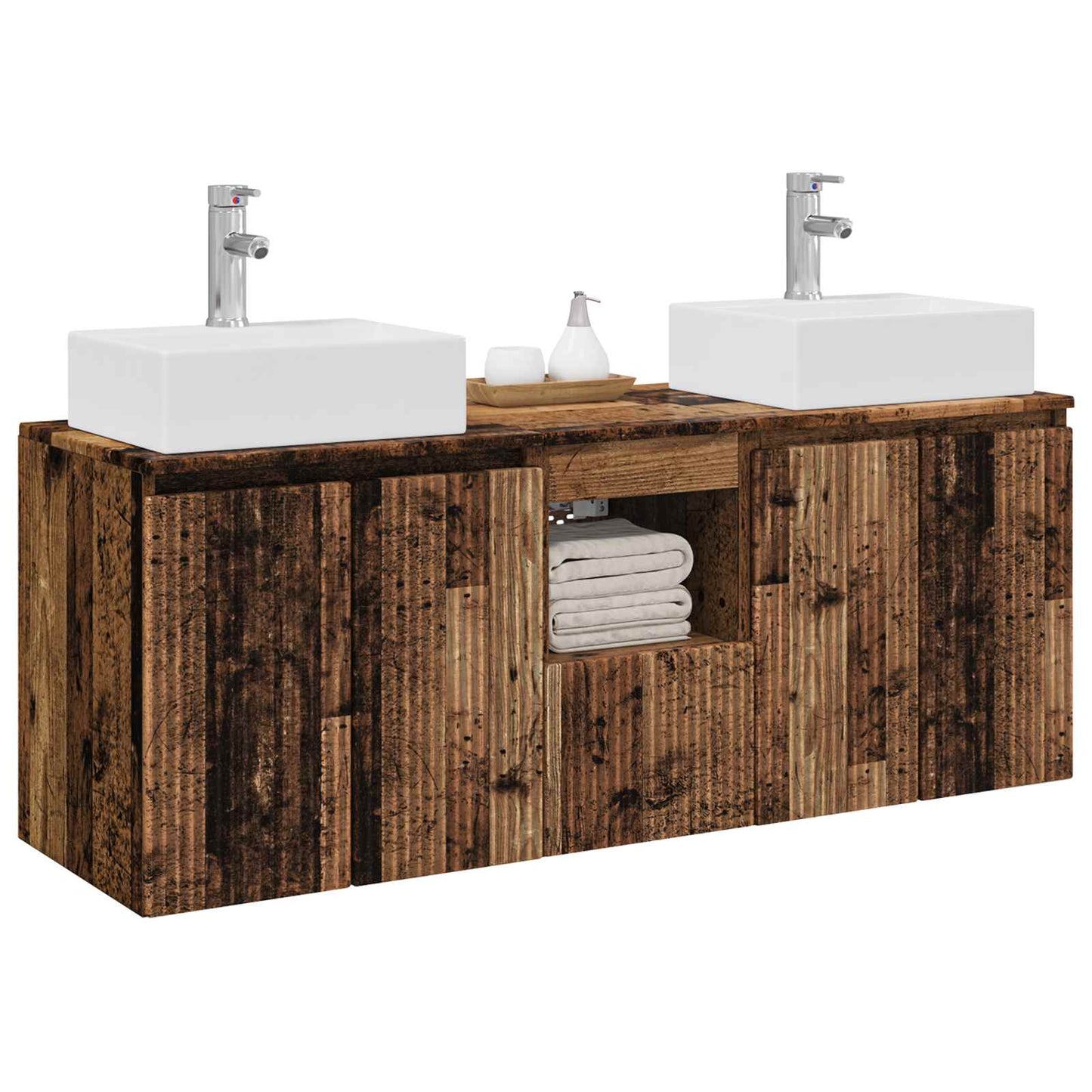 Bathroom Cabinet Set 3 pcs Old Wood 49.5 x 41 x 62.5 cm