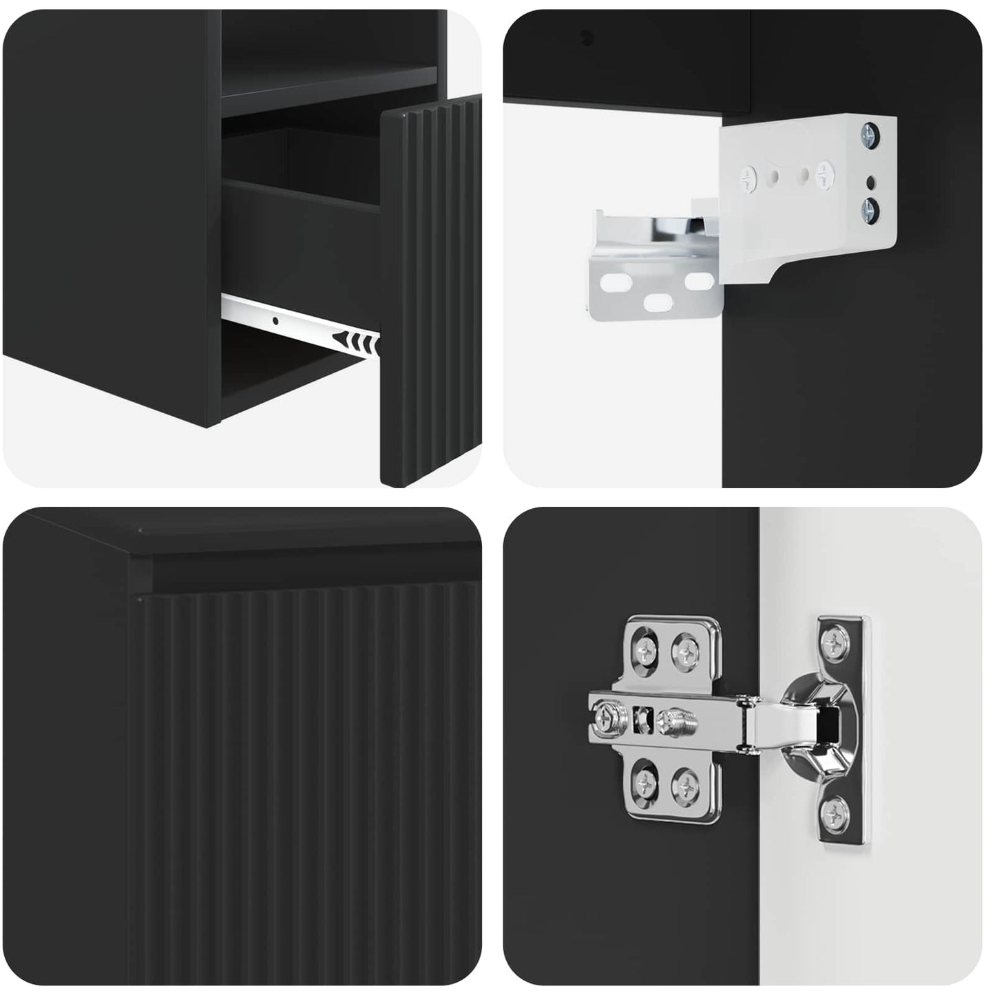 Bathroom Cabinet Set 3 pcs Black 53 x 35 x 63 cm