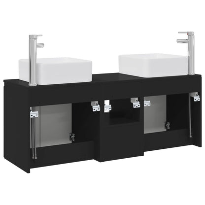 Bathroom Cabinet Set 3 pcs Black 53 x 35 x 63 cm