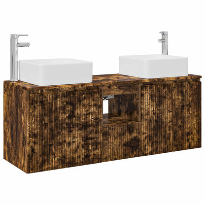 Bathroom Cabinet Set 3 pcs Smoked Oak 53 x 35 x 63 cm