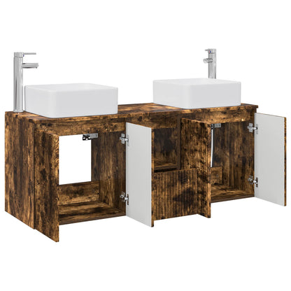 Bathroom Cabinet Set 3 pcs Smoked Oak 53 x 35 x 63 cm