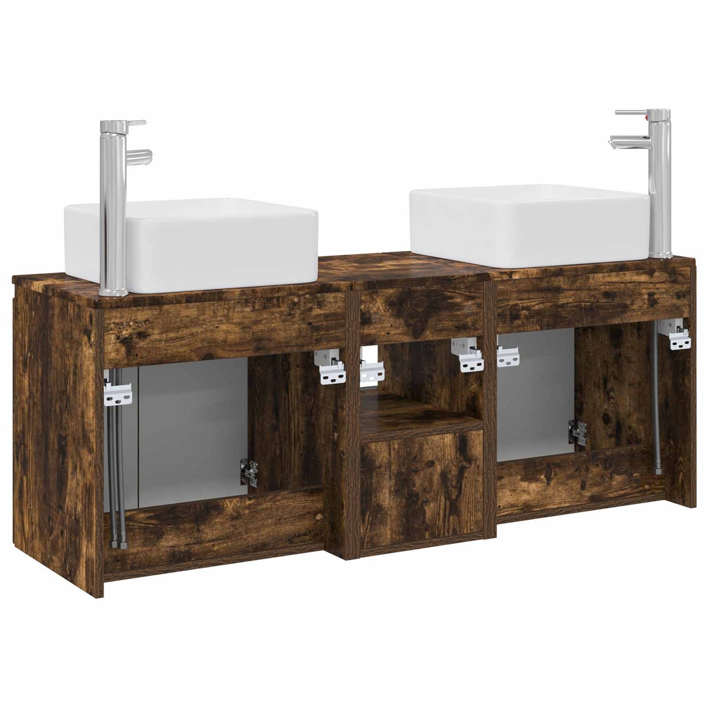 Bathroom Cabinet Set 3 pcs Smoked Oak 53 x 35 x 63 cm