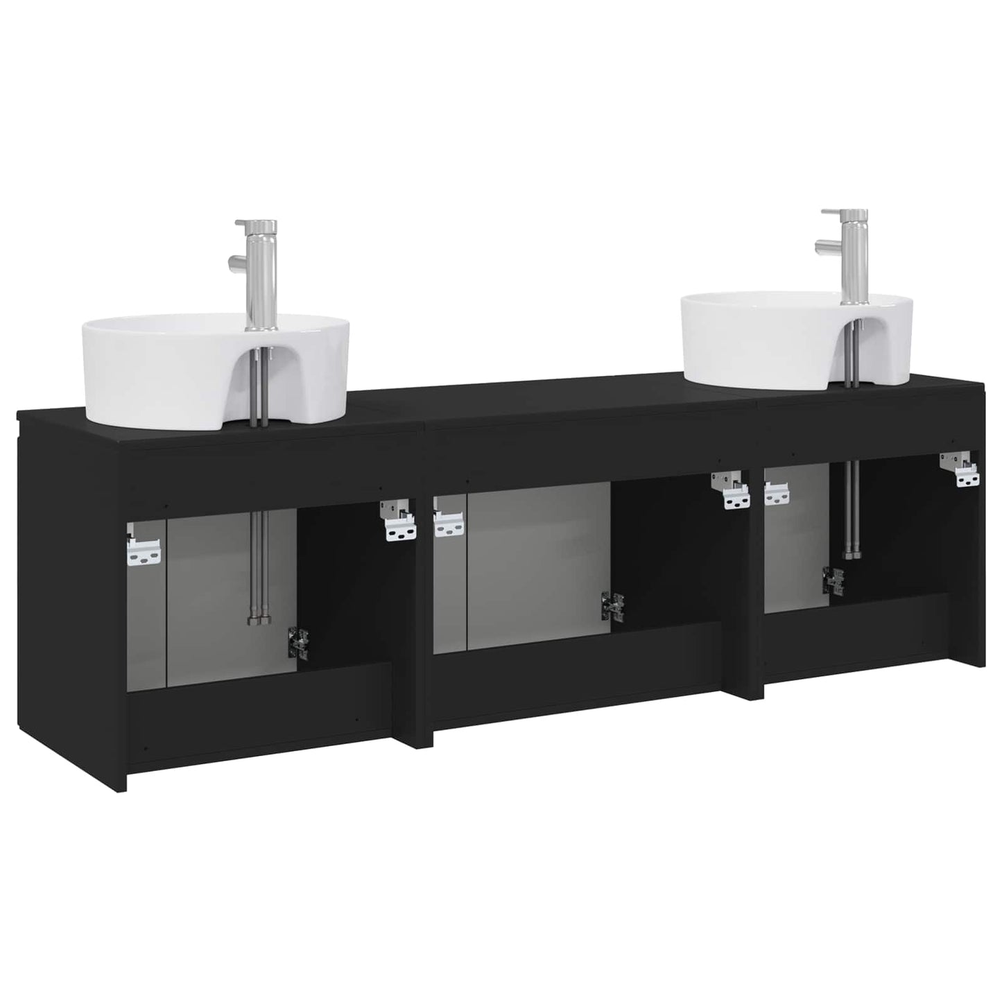 Bathroom Cabinet Set 3 pcs Black 49.5 x 44.5 x 65 cm