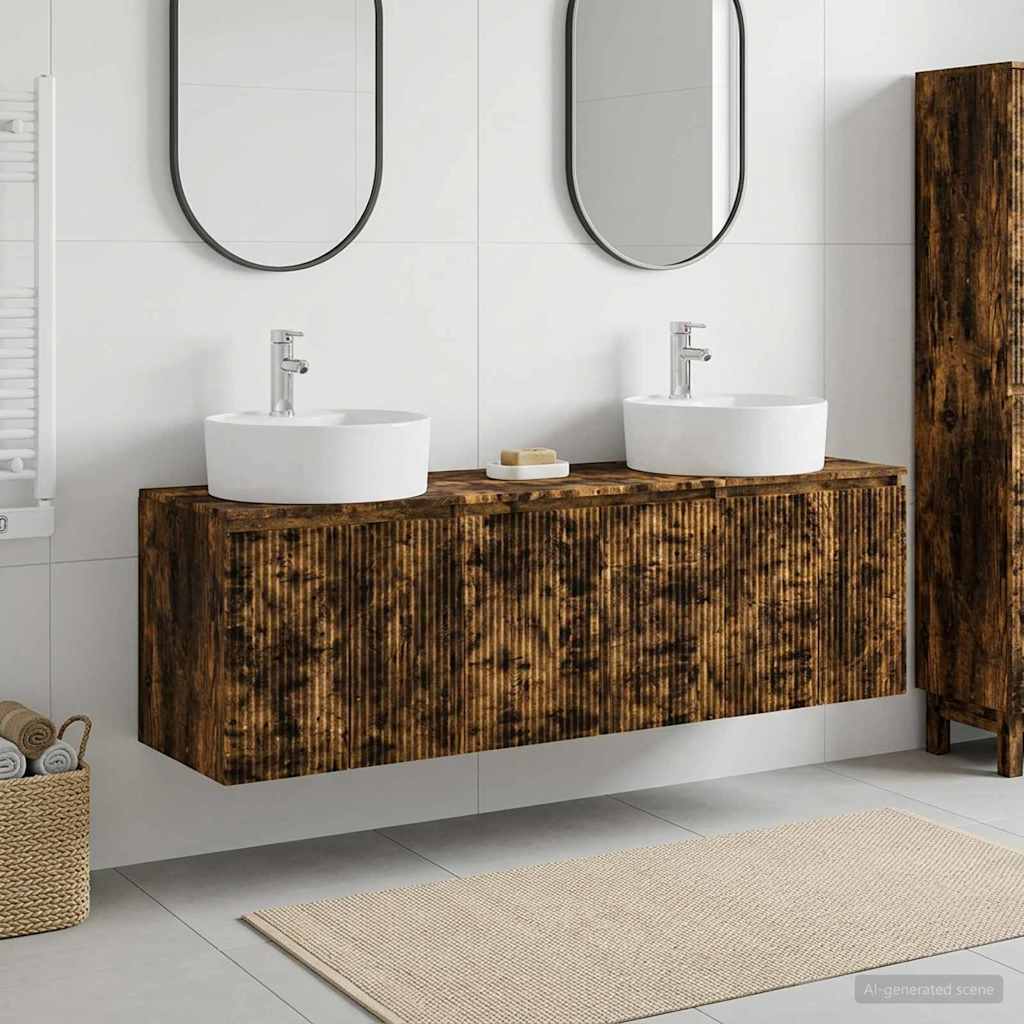 Bathroom Cabinet Set 3 pcs Smoked Oak 49.5 x 44.5 x 65 cm