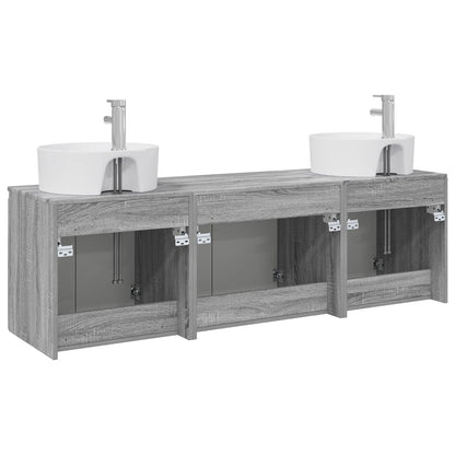 Bathroom Cabinet Set 3 pcs Grey Sonoma 49.5 x 44.5 x 65 cm