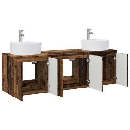 Bathroom Cabinet Set 3 pcs Old Wood 49.5 x 44.5 x 65 cm