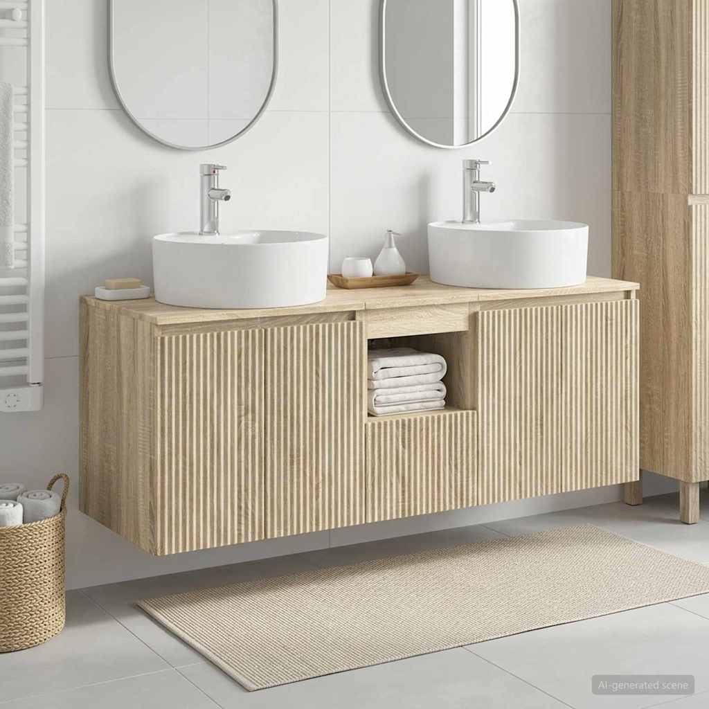 Bathroom Cabinet Set 3 pcs Sonoma Oak 49.5 x 44.5 x 65 cm
