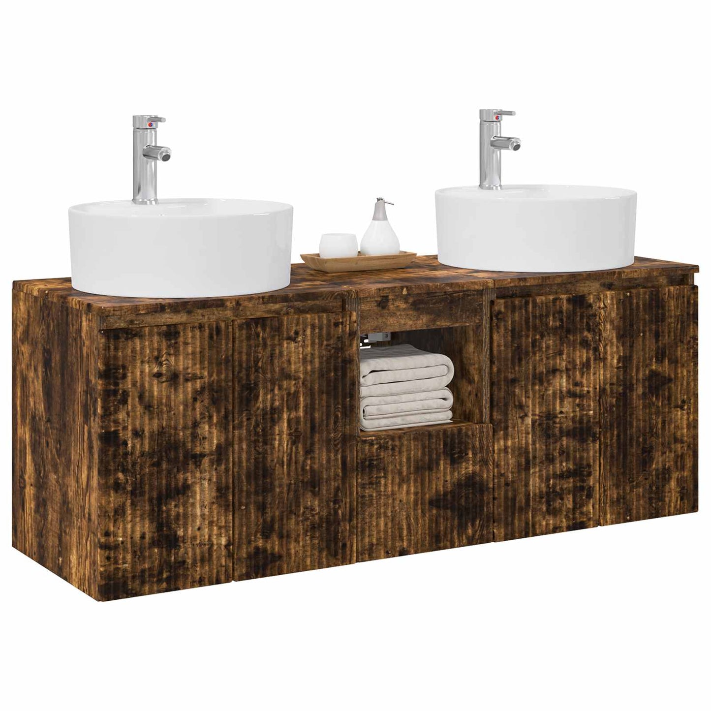 Bathroom Cabinet Set 3 pcs Smoked Oak 49.5 x 44.5 x 65 cm