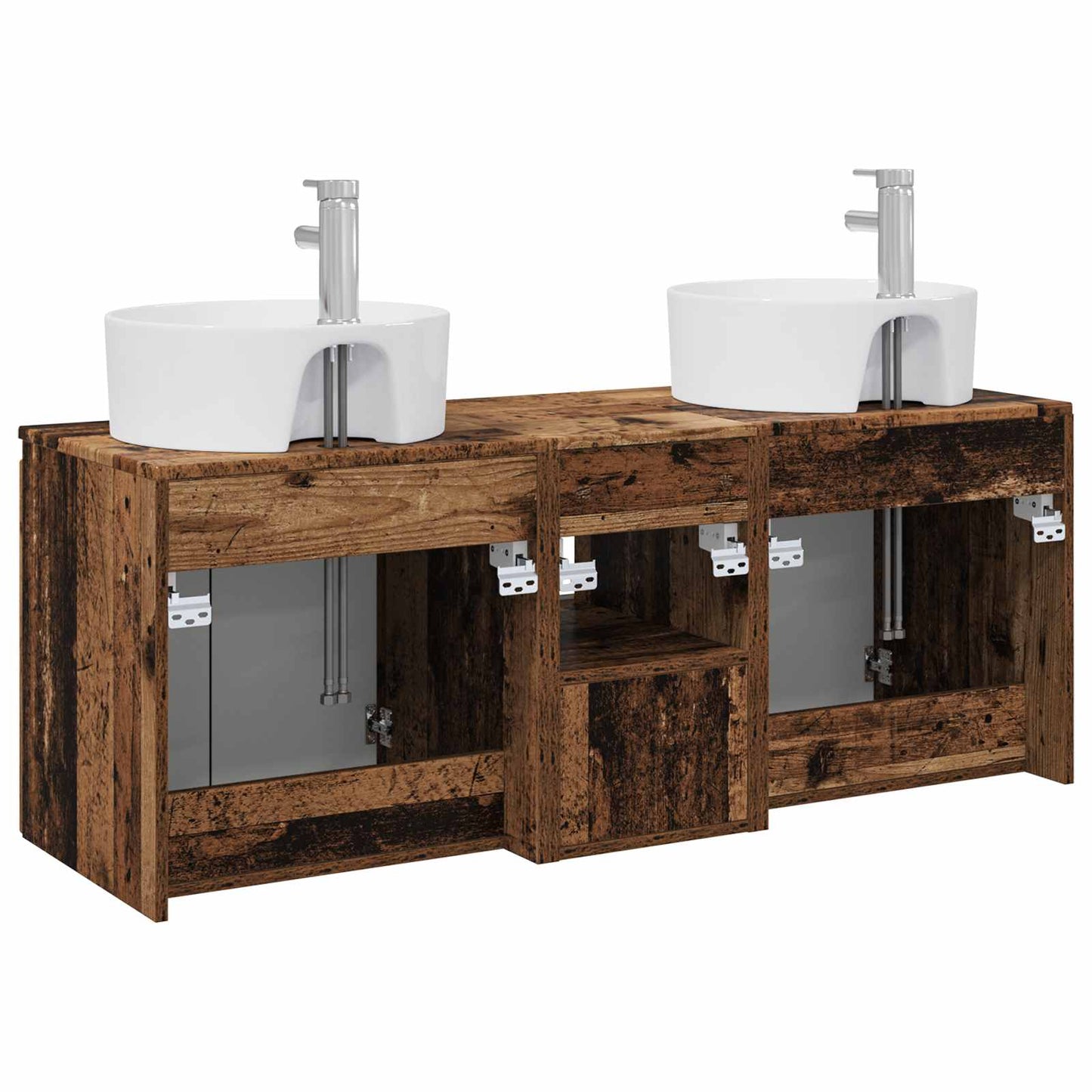 Bathroom Cabinet Set 3 pcs Old Wood 49.5 x 44.5 x 65 cm