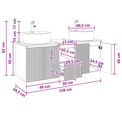 Bathroom Cabinet Set 3 pcs Old Wood 49.5 x 44.5 x 65 cm