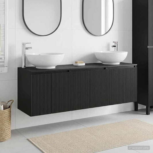 Bathroom Cabinet Set 3 pcs Black 49.5 x 44.5 x 65 cm