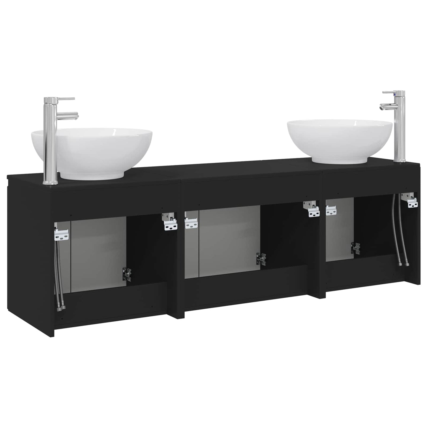 Bathroom Cabinet Set 3 pcs Black 49.5 x 44.5 x 65 cm