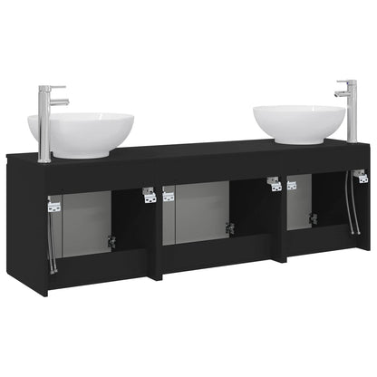 Bathroom Cabinet Set 3 pcs Black 49.5 x 44.5 x 65 cm