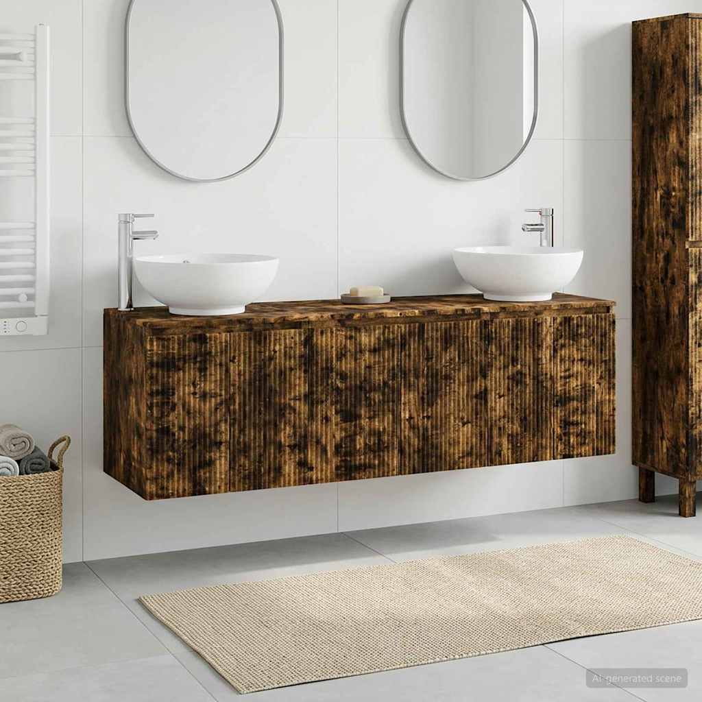 Bathroom Cabinet Set 3 pcs Smoked Oak 49.5 x 44.5 x 65 cm