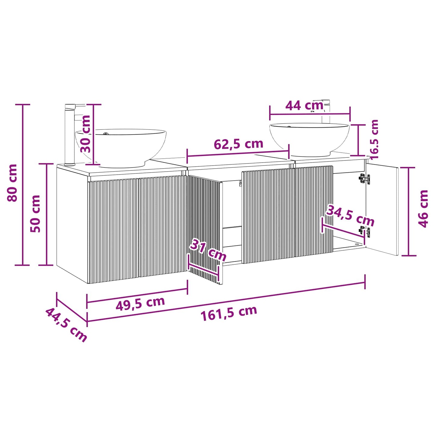 Bathroom Cabinet Set 3 pcs Smoked Oak 49.5 x 44.5 x 65 cm