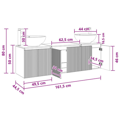 Bathroom Cabinet Set 3 pcs Smoked Oak 49.5 x 44.5 x 65 cm