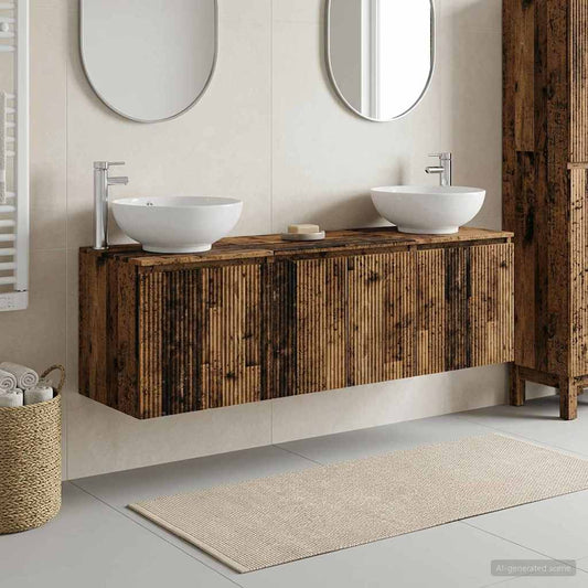 Bathroom Cabinet Set 3 pcs Old Wood 49.5 x 44.5 x 65 cm