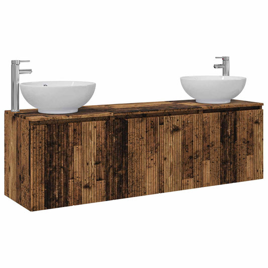 Bathroom Cabinet Set 3 pcs Old Wood 49.5 x 44.5 x 65 cm