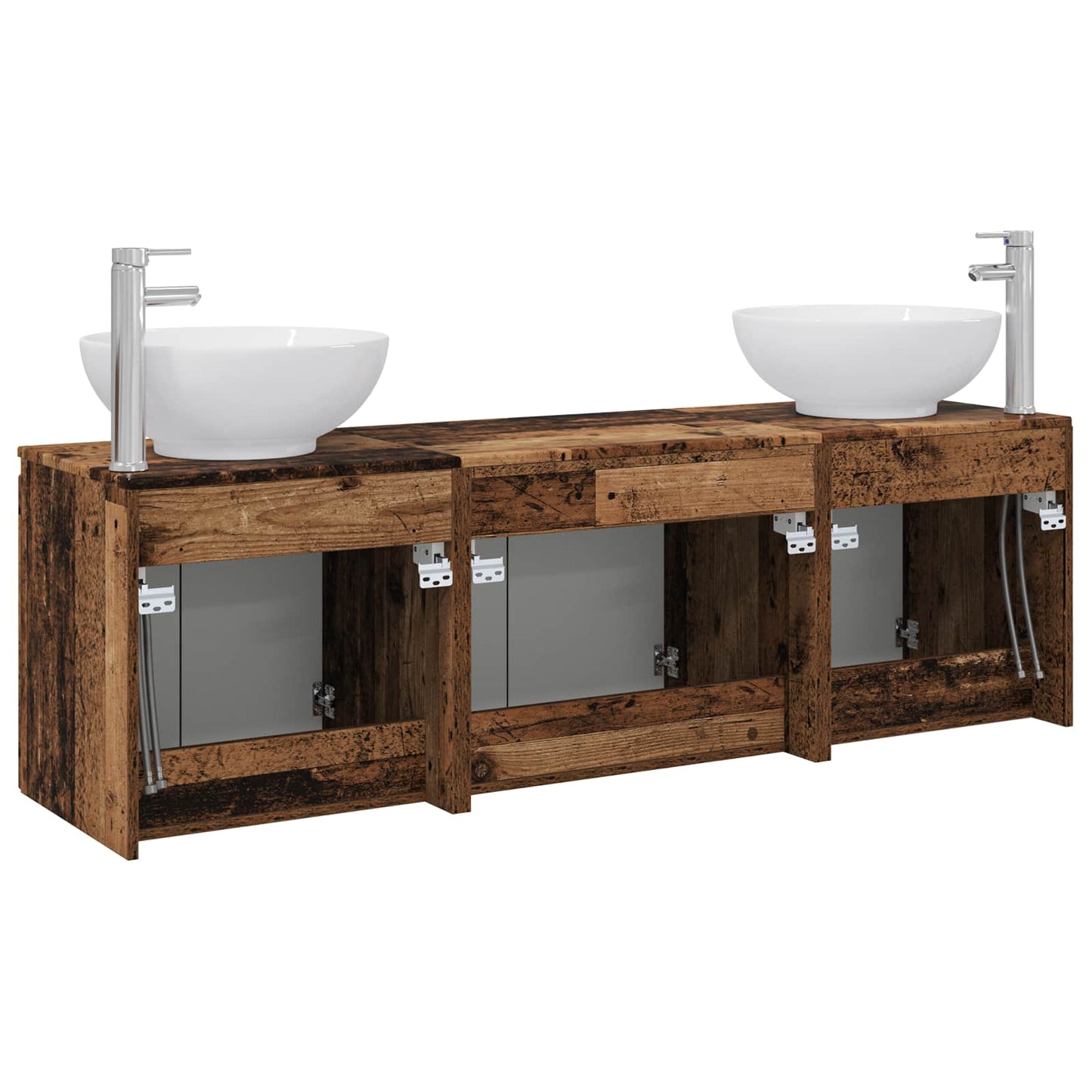 Bathroom Cabinet Set 3 pcs Old Wood 49.5 x 44.5 x 65 cm