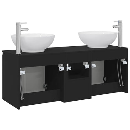 Bathroom Cabinet Set 3 pcs Black 49.5 x 44.5 x 65 cm