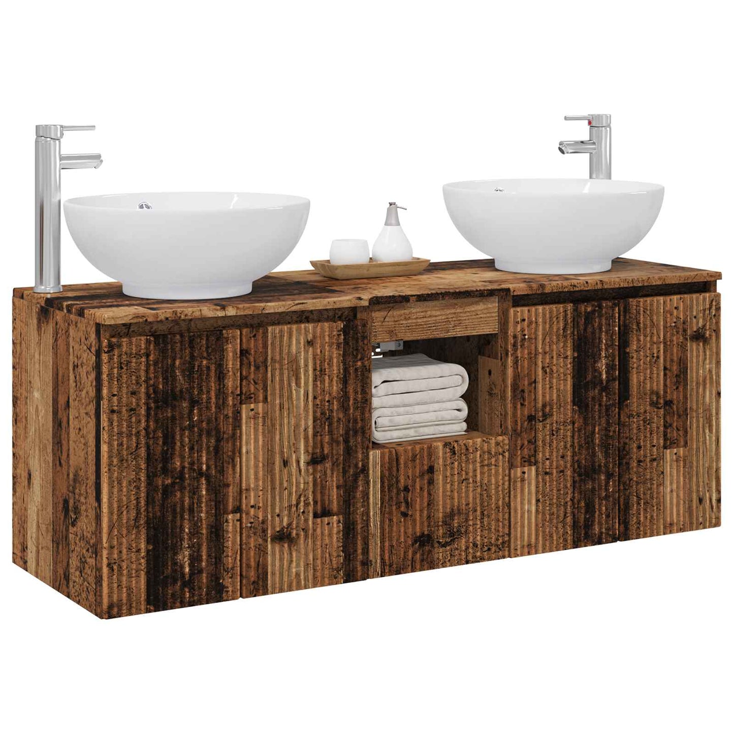 Bathroom Cabinet Set 3 pcs Old Wood 49.5 x 44.5 x 65 cm