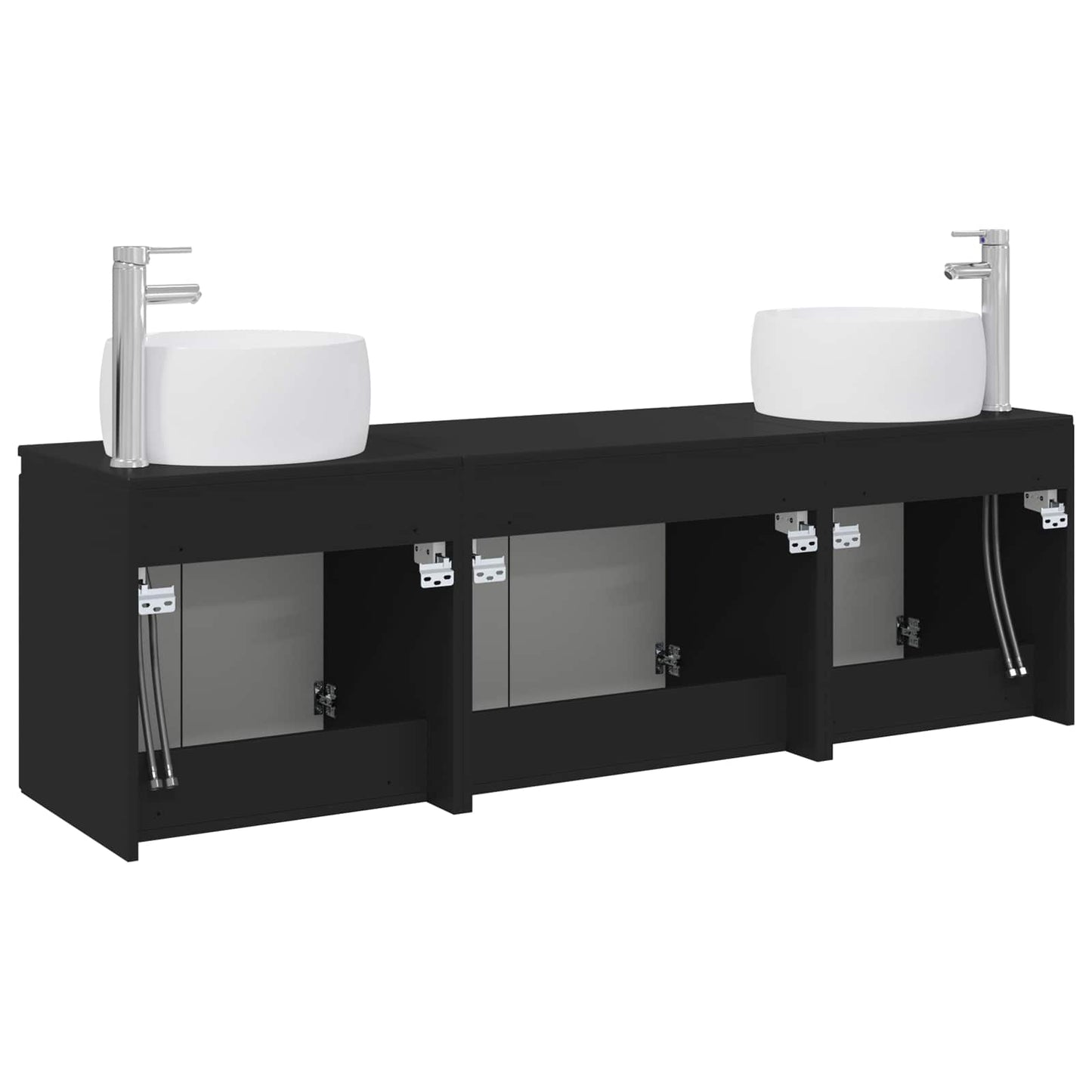 Bathroom Cabinet Set 3 pcs Black 49.5 x 44.5 x 66 cm