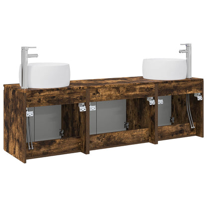 Bathroom Cabinet Set 3 pcs Smoked Oak 49.5 x 44.5 x 66 cm