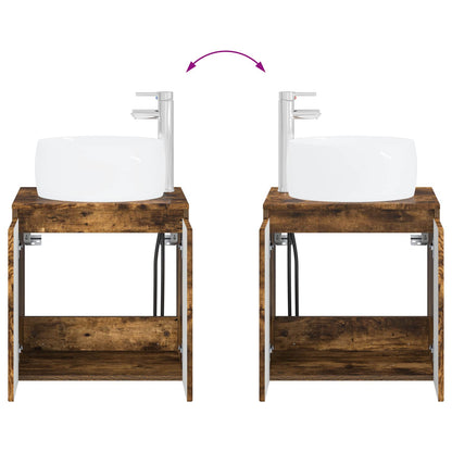 Bathroom Cabinet Set 3 pcs Smoked Oak 49.5 x 44.5 x 66 cm