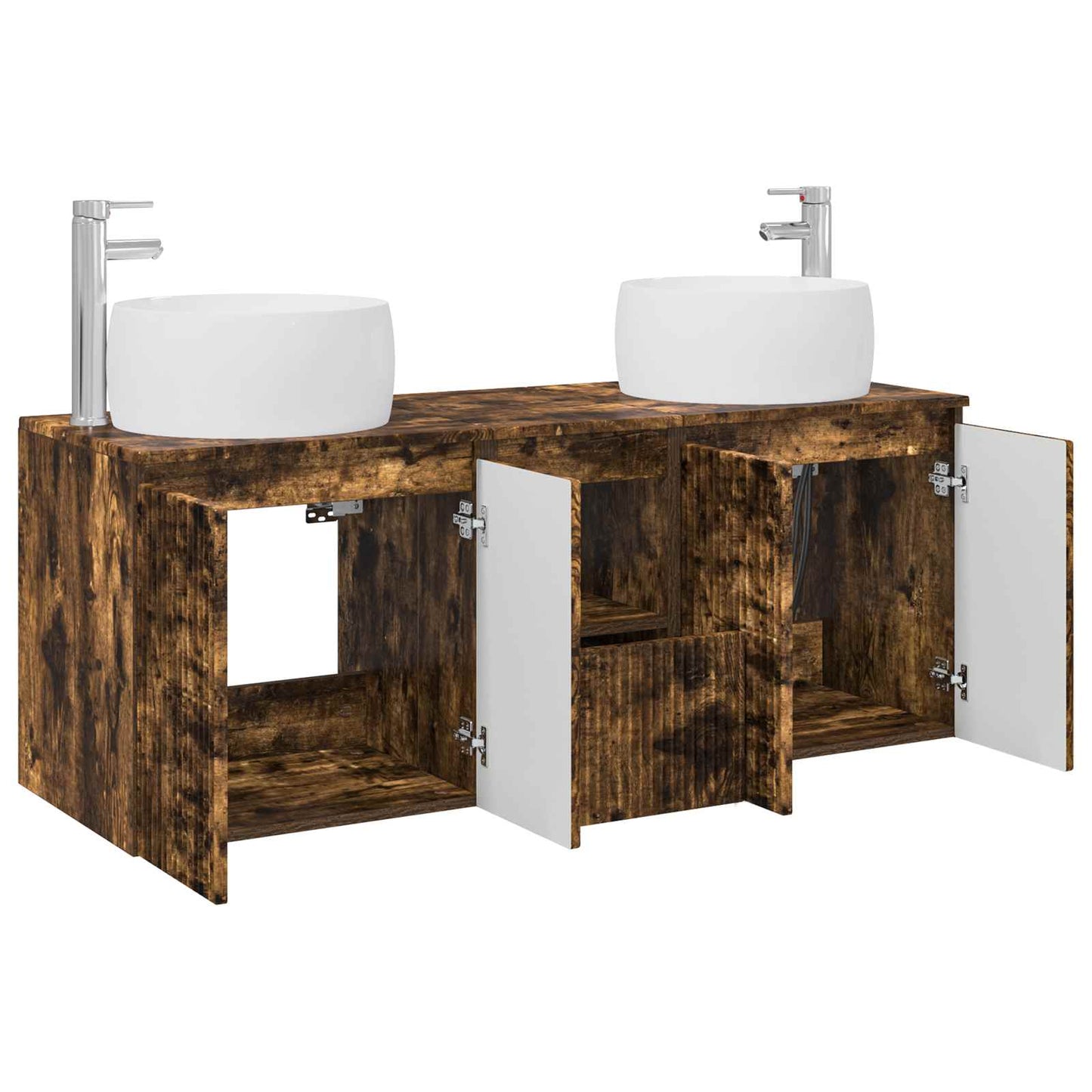 Bathroom Cabinet Set 3 pcs Smoked Oak 49.5 x 44.5 x 66 cm