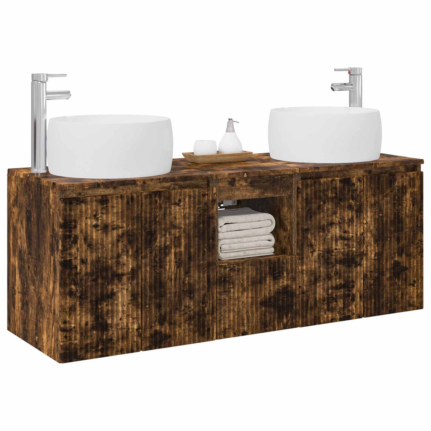 Bathroom Cabinet Set 3 pcs Smoked Oak 49.5 x 44.5 x 66 cm
