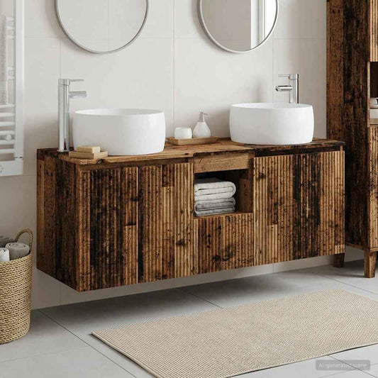 Bathroom Cabinet Set 3 pcs Old Wood 49.5 x 44.5 x 66 cm