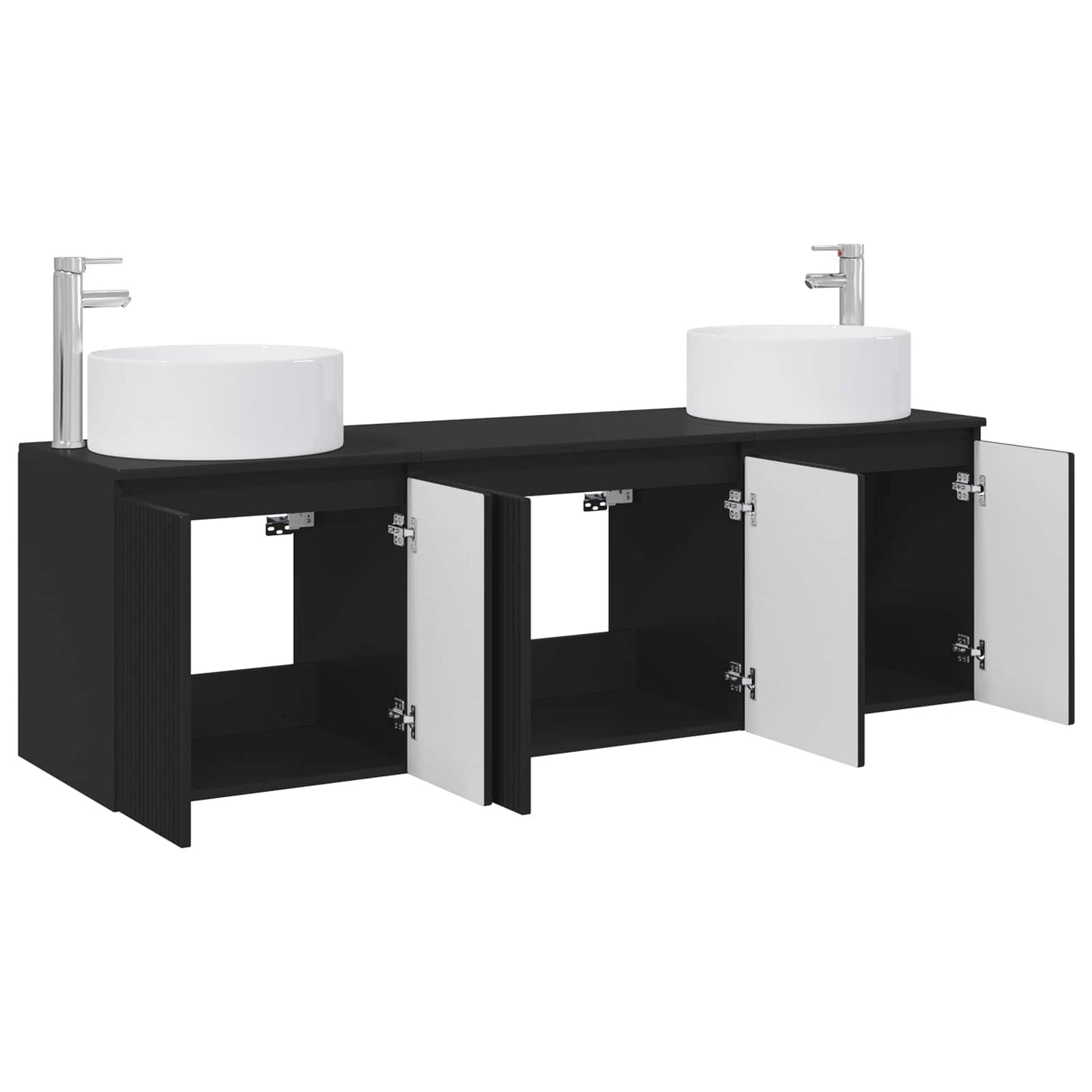 Bathroom Cabinet Set 3 pcs Black 49.5 x 44.5 x 65.5 cm