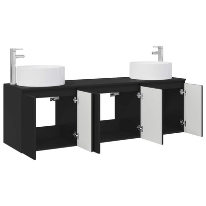 Bathroom Cabinet Set 3 pcs Black 49.5 x 44.5 x 65.5 cm