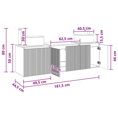 Bathroom Cabinet Set 3 pcs Concrete Grey 49.5 x 44.5 x 65.5 cm