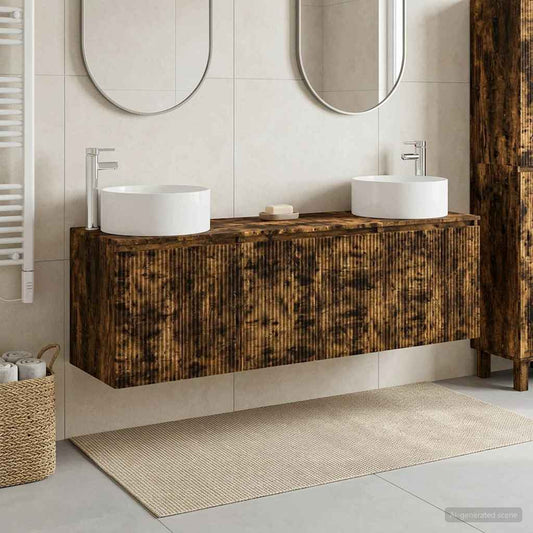 Bathroom Cabinet Set 3 pcs Smoked Oak 49.5 x 44.5 x 65.5 cm