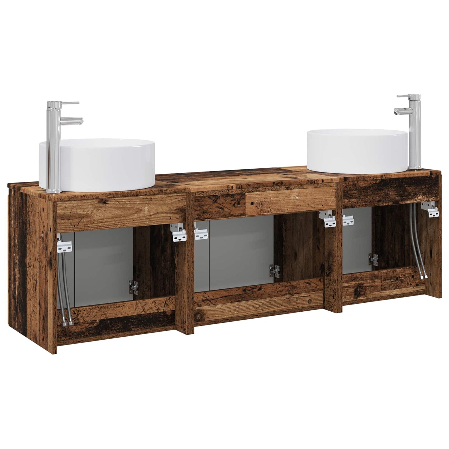 Bathroom Cabinet Set 3 pcs Old Wood 49.5 x 44.5 x 65.5 cm