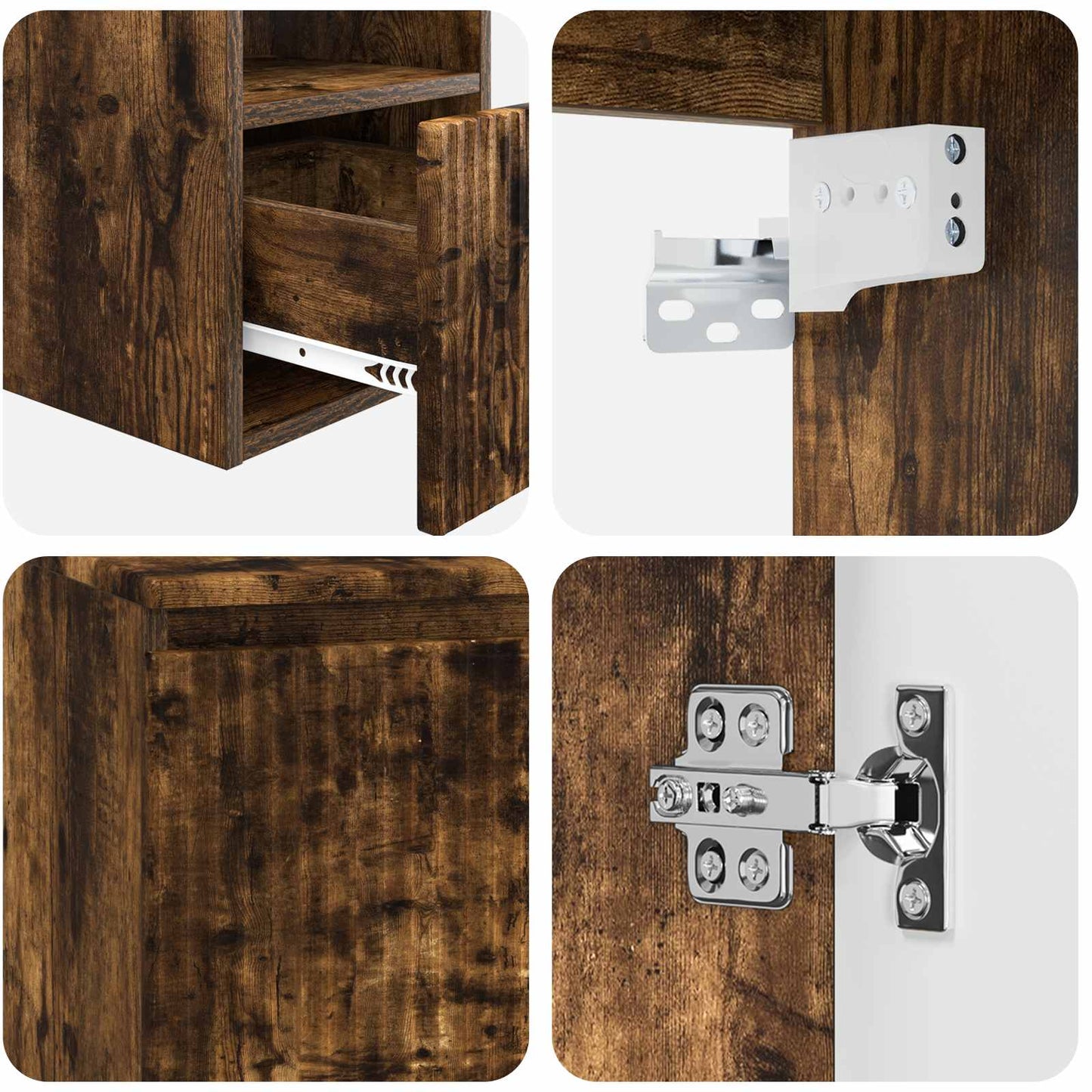 Bathroom Cabinet Set 3 pcs Smoked Oak 49.5 x 44.5 x 65.5 cm