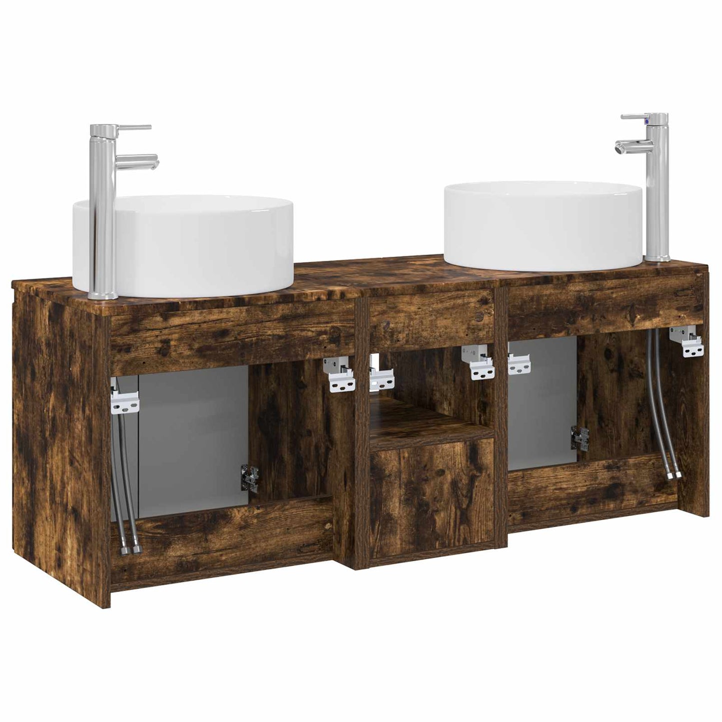 Bathroom Cabinet Set 3 pcs Smoked Oak 49.5 x 44.5 x 65.5 cm