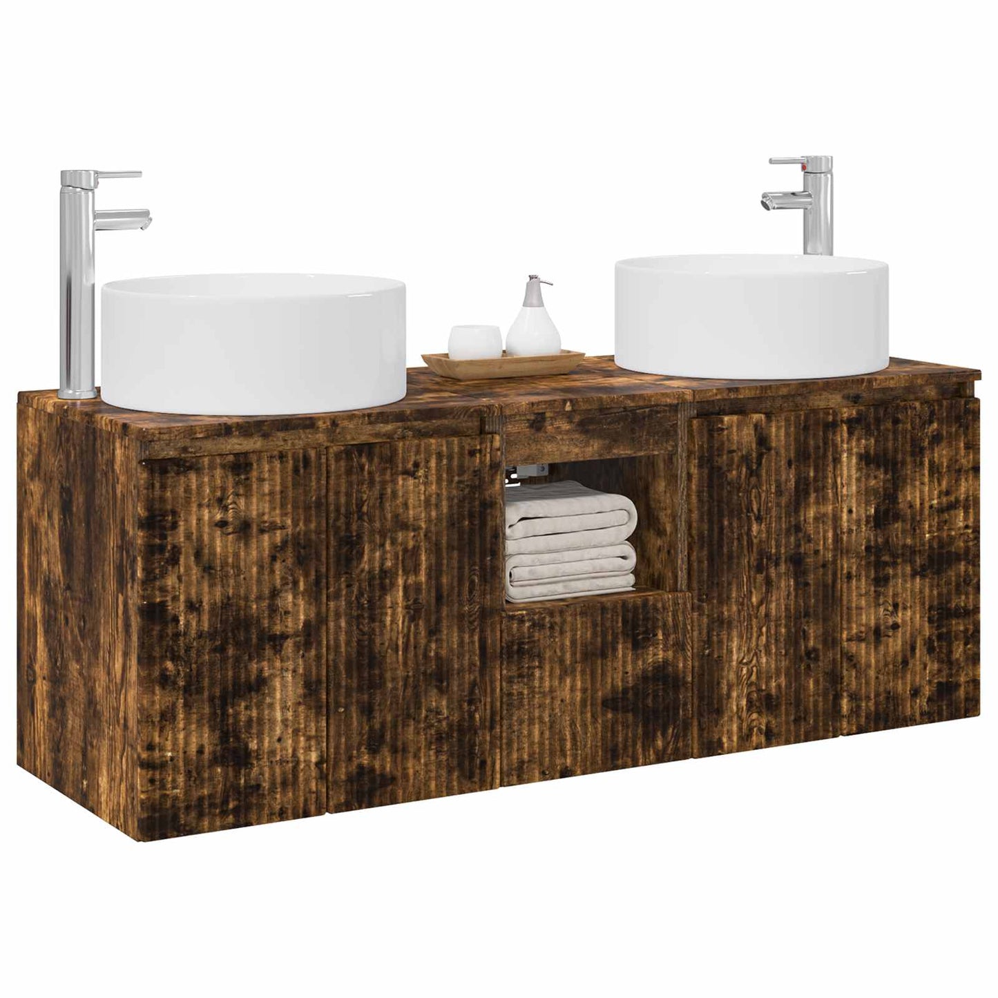 Bathroom Cabinet Set 3 pcs Smoked Oak 49.5 x 44.5 x 65.5 cm