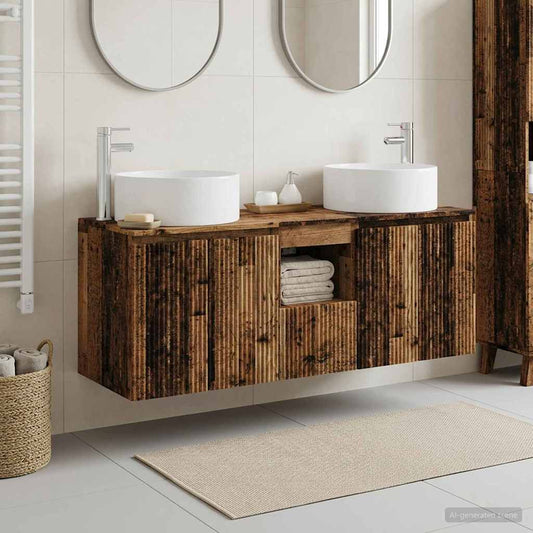 Bathroom Cabinet Set 3 pcs Old Wood 49.5 x 44.5 x 65.5 cm