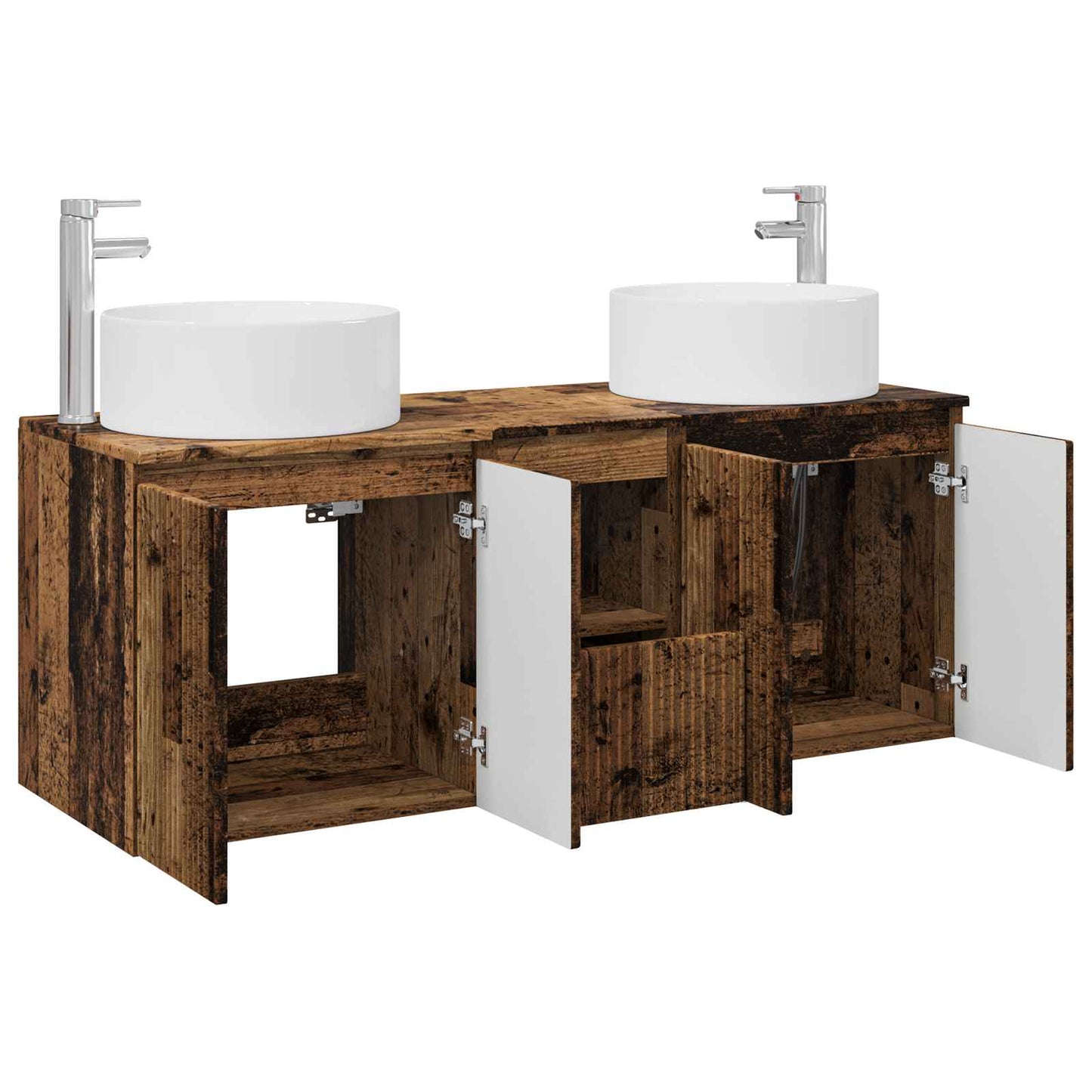 Bathroom Cabinet Set 3 pcs Old Wood 49.5 x 44.5 x 65.5 cm
