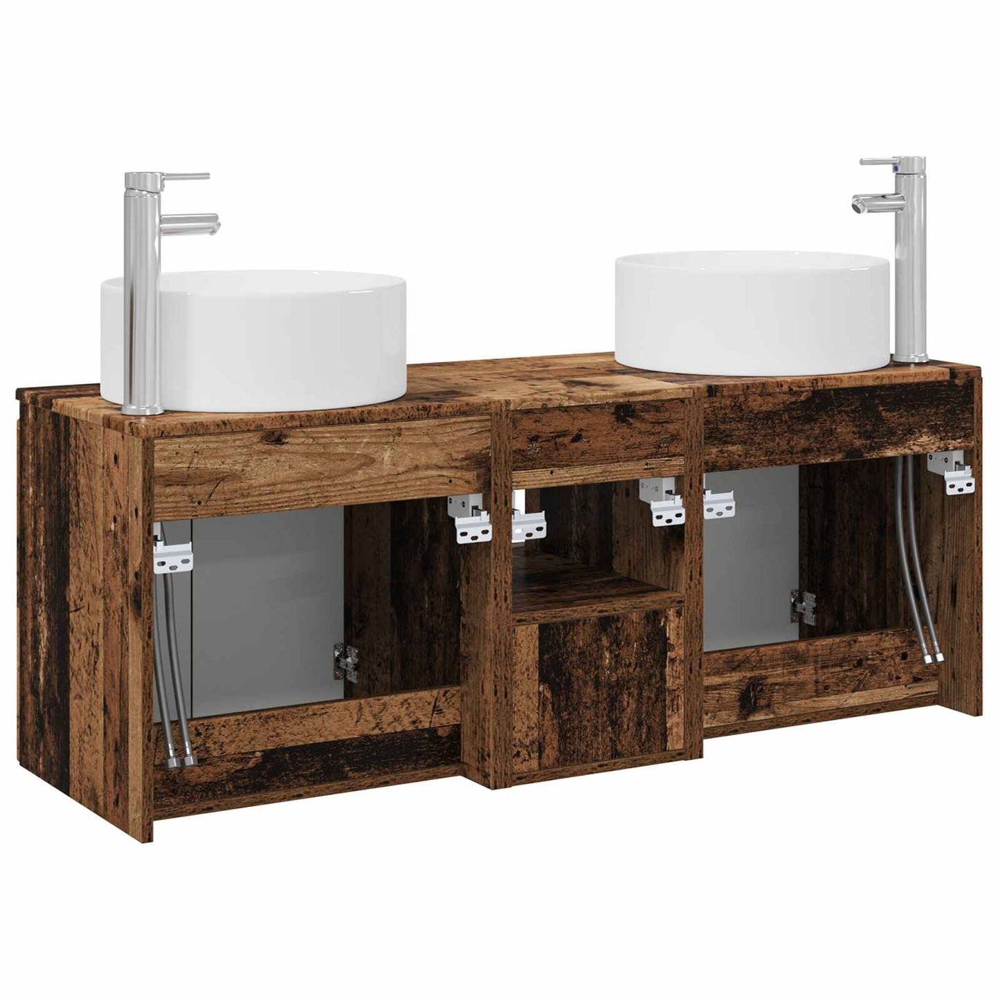 Bathroom Cabinet Set 3 pcs Old Wood 49.5 x 44.5 x 65.5 cm