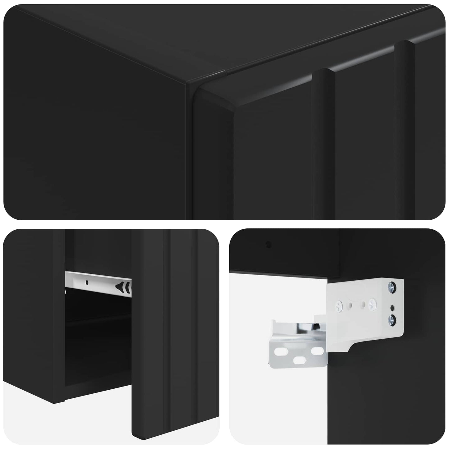 Bathroom Cabinet Set 3 pcs Black 49 x 44.5 x 65 cm