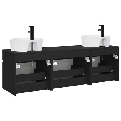 Bathroom Cabinet Set 3 pcs Black 49 x 44.5 x 65 cm
