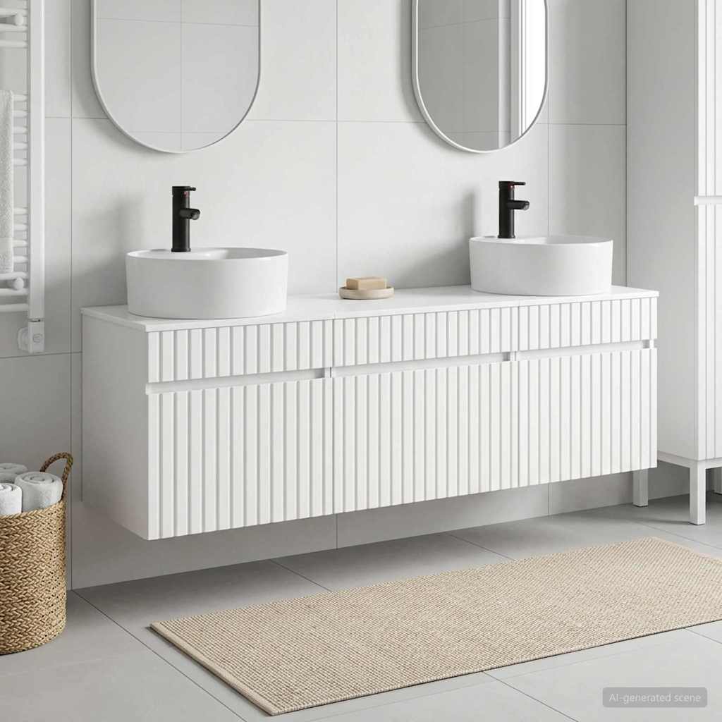 Bathroom Cabinet Set 3 pcs High Gloss White 49 x 44.5 x 65 cm