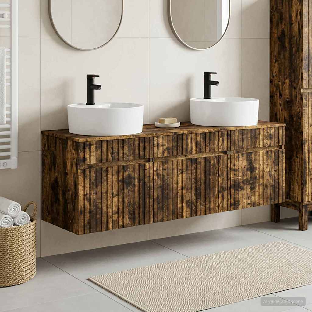 Bathroom Cabinet Set 3 pcs Smoked Oak 49 x 44.5 x 65 cm
