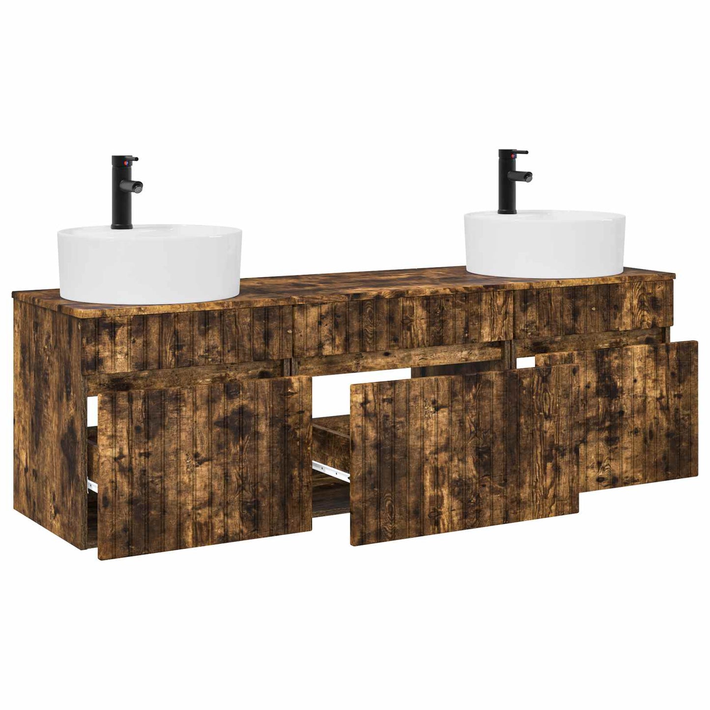 Bathroom Cabinet Set 3 pcs Smoked Oak 49 x 44.5 x 65 cm