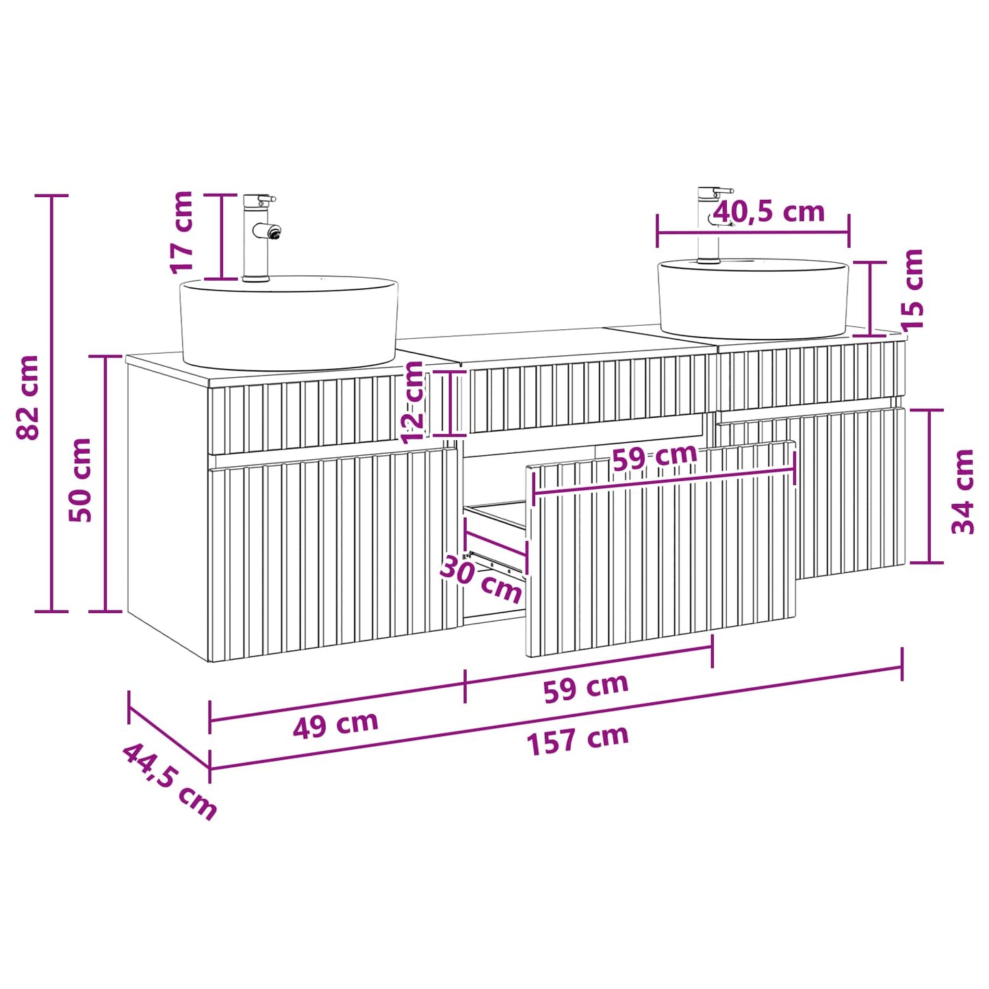 Bathroom Cabinet Set 3 pcs Smoked Oak 49 x 44.5 x 65 cm